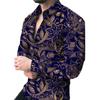 Herren-Langarm-Hemd mit Blumendruck, Trend-Dating-Mode, schwaches Stretch-Hemd