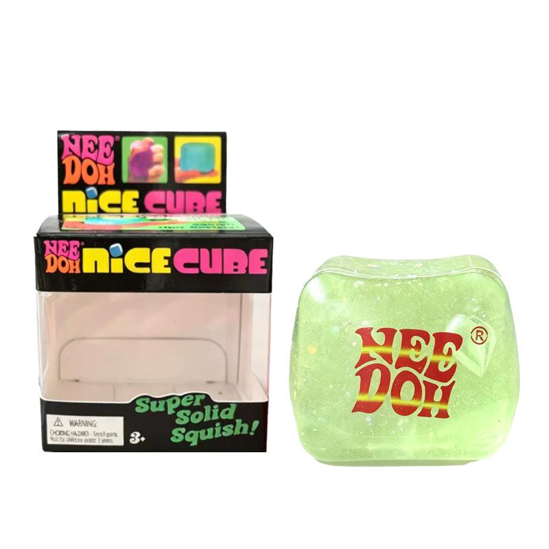 NeeDoh Nice Cube Glow in The Dark - Langzaam Rijzende Knijp Sensorisch Anti-Angst Cadeau