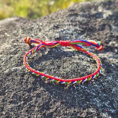 Adjustable Length Five-color Yarn Yin-yang and Five Elements Knot Warding Yarn Bracelet 3mm