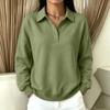 Sudadera de punto informal para mujer con manga larga y botones en la parte delantera