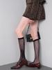Spring and Summer Vintage Fishnet Stockings Hollow Knee High Socks Floral Pattern Lace Jacquard Slimming Calf Socks for Women