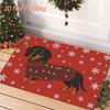1pc, 2D Flat Printing, Christmas Sausage Dog Snowflake Pattern Door Mat, Colorful And Non-Slip, Machine Washable Carpet, Suitable for Home Decor, Entr