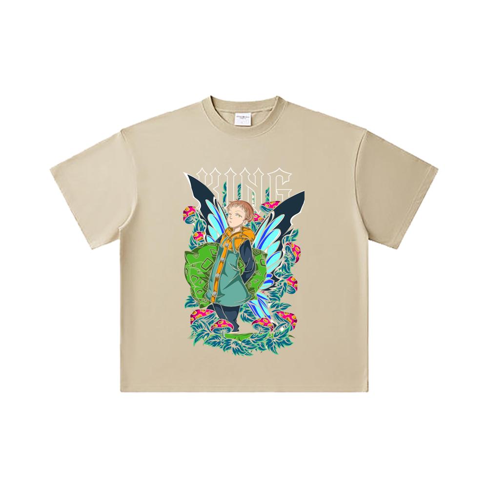 260 GSM Double Yarn 32 Count 100% Cotton Seven Deadly Sins V6 King Print Unisex Heavy Cotton T Shirt