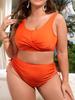 0XL - 4XL Orange Bikini Large Size Swimwear Plus Size Women Swimsuit Female Two-pieces Bikini Set Bather Bathing Suit Swim V6679