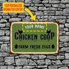 Custom Metal Chicken Sign Farmhouse Decor Personalized Name Plate Barn Art