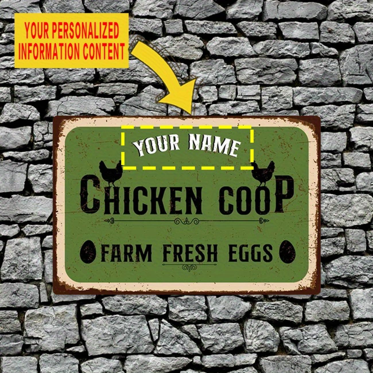 Custom Metal Chicken Sign Farmhouse Decor Personalized Name Plate Barn Art белый
