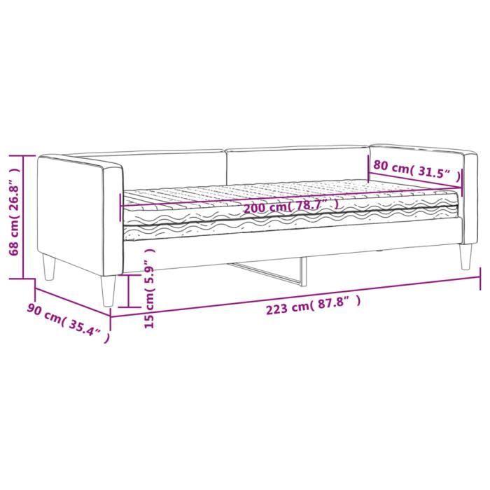 VidaXL Daybed with Mattress Taupe 80x200 Cm Fabric 3196558