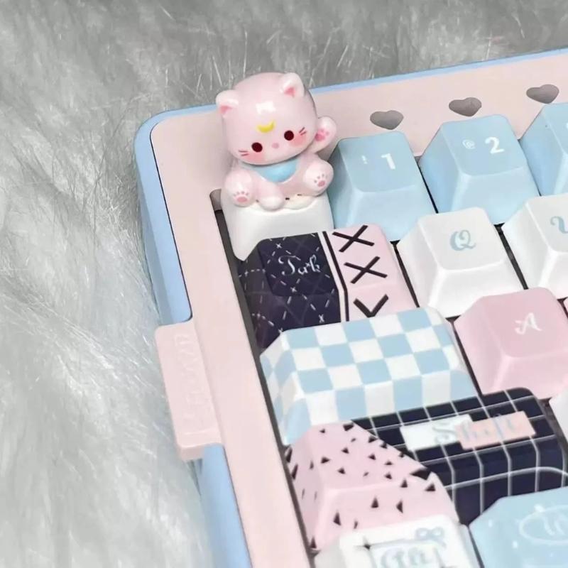 3D Mechanical Keyboards Creative Cartoon Cats Head Gamer Keyboards Keycaps for Office Decompression