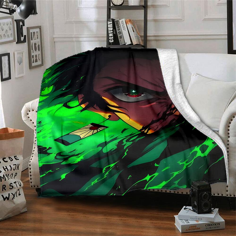 1pc Kamado Tanjiro Blanket, Gift, for Men and Women, Soft Blanket, Good for Sofa Bed Couch Travel, Lightweight Flannel Blanket