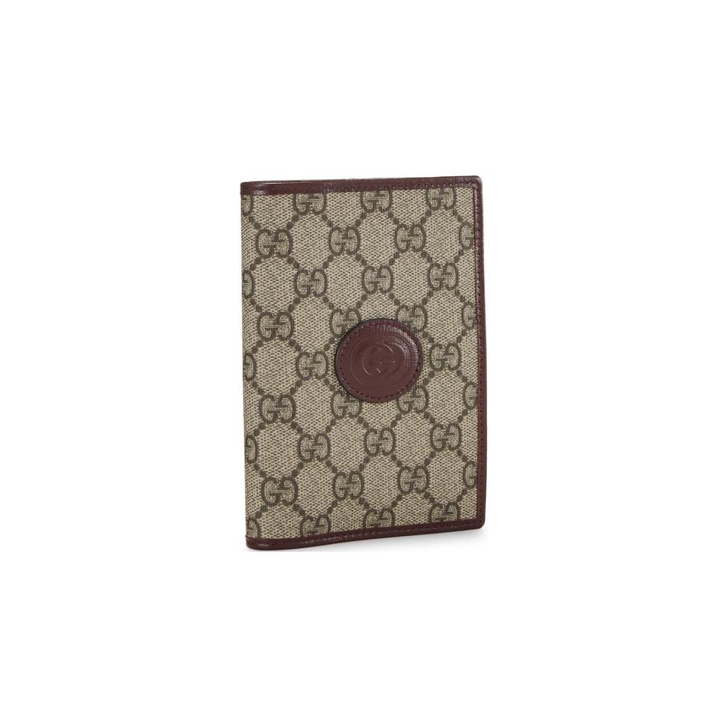 Gucci GG Retro Canvas With Leather Card Holder, Wallet, Passport Holder Men's Burgundy & Brown 724562-92TCG-