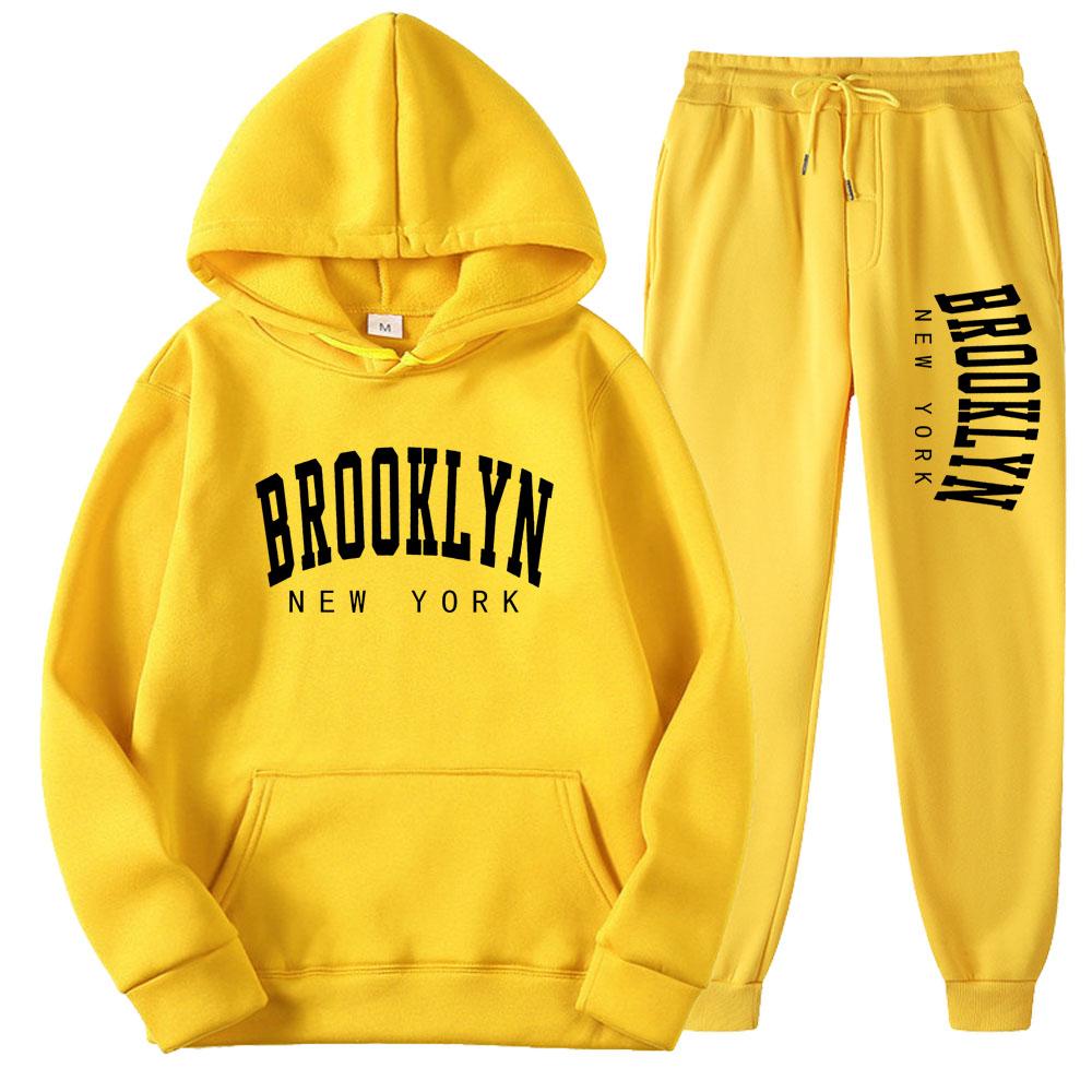 

BROOKLYN NEW YORK Осінь Зима Жіночий світшот з капюшоном Костюм із чистої бавовни Свитшоти для парних бігів Оверсайз Вуличний одяг 3XL