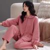 Autumn and Winter Thickened Pure Cotton Pajamas Female Middle-aged Mother Cotton Long-sleeved Loungewear Warm Thin Padded Sandwich Set