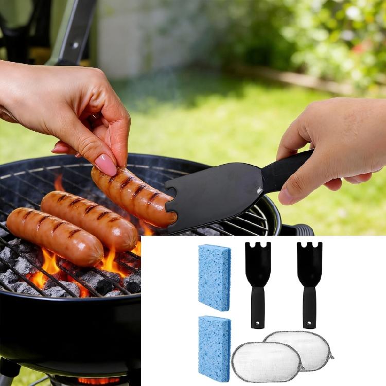 Heavy Duty Rustless Steel Scraper And Absorbent Sponge Set For Quick Cookware Cleaning Grill Scouring Efficient Tool