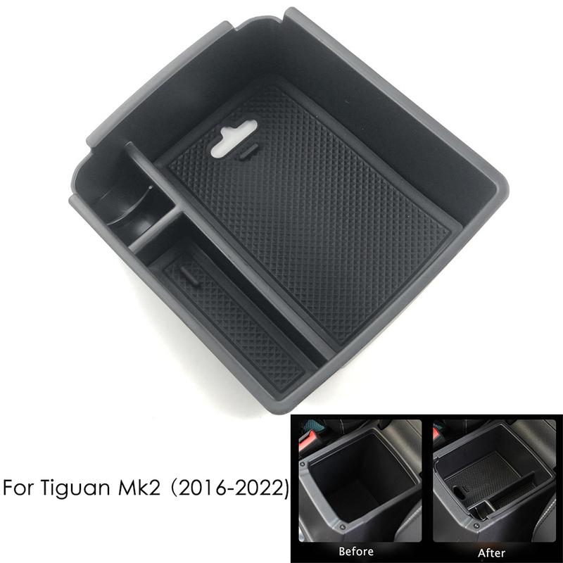 For Volkswagen VW Tiguan Mk1 Mk2 Taos Seat Tarraco Car Accessories Armrest Storage Box Tray Container Console Organizer Pallet