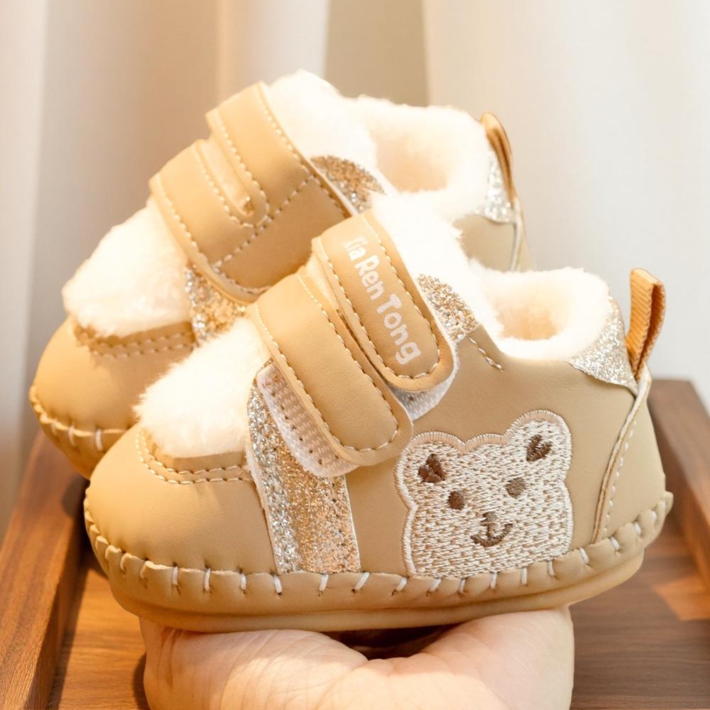 

Cartoon Baby Shoes: Non-Slip Soft Sole with Fleece Lining for Beginners (0-1 Year) Size 18 (12.5cm inner length) хакі