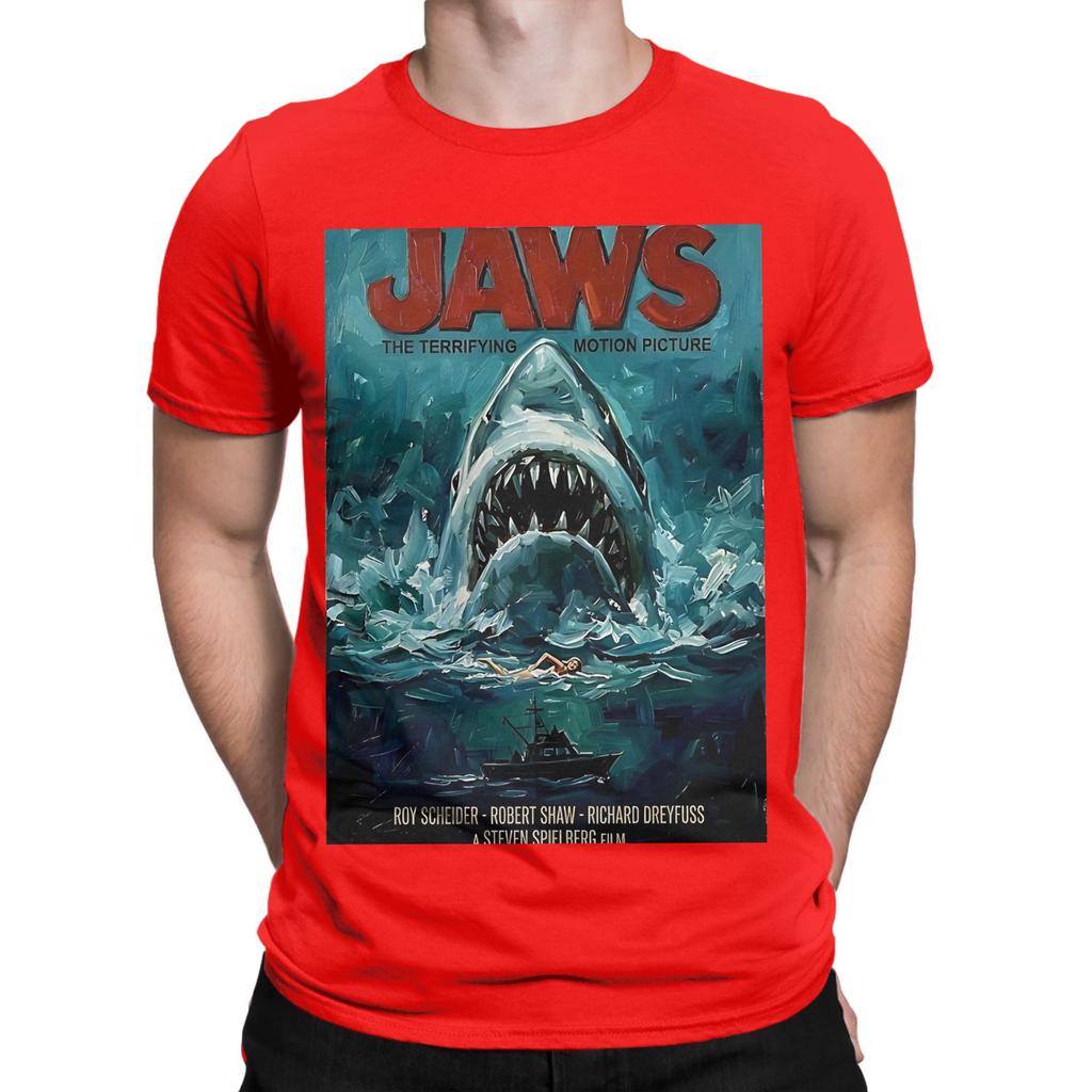 The Deep Blue Jaws Great White Impasto Movie Poster Tribute Funny Graphic 100 Cotton Tshirt Jaws Tops Tees For Unisex