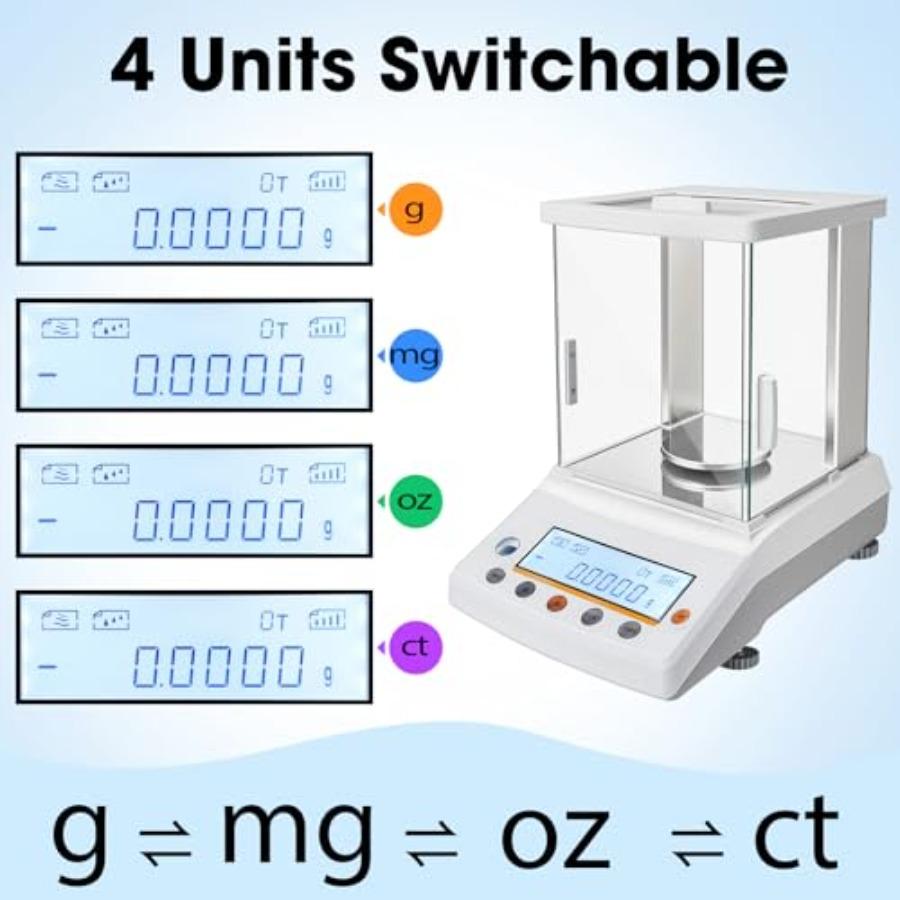 0.0001g x 220g Lab Digital Analytical Balance 0.1mg/220g Digital Scale Precision Weighing Accuracy Electronic Scientific Analyt