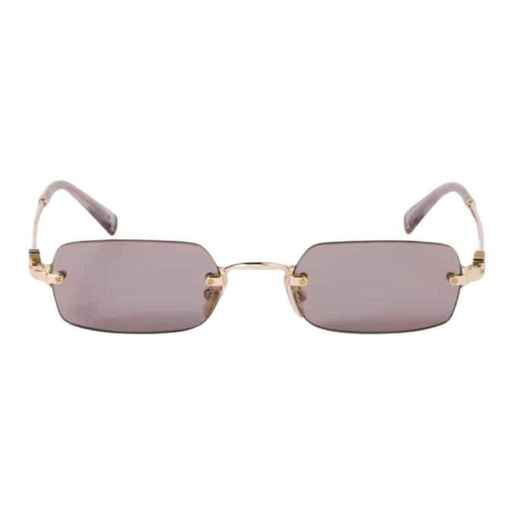 MIU MIU Unique Design Rectangular Sunglasses Unisex Sunglasses Gold SMUB50_E5AK_FE20I_C_052