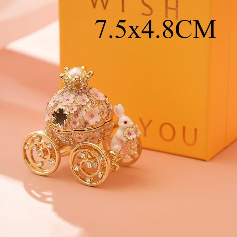 Rabbit Carriage Enamel Jewelry Box Proposal Ring Box Earrings Storage Box Wedding Gift Box Tide Play Small Gift
