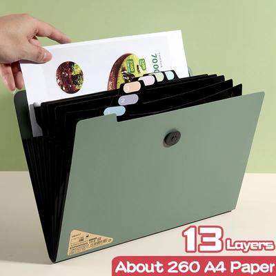 5/8/13 Camadas A4 Pasta de Arquivo Bolsa de Armazenamento Papel de Teste Ferramenta de Mesa Escola Papelaria Material de Escritório
