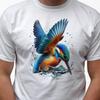 Kingfisher Kids Boys T-Shirt Gift Tee Water Bird Xmas Christmas Art Top Animal All Sizes