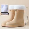 Módní střední boty do deště se stahovací šňůrkou Dámské bavlněné polstrované boty do deště Pracovní obuv Mytí auta Vodotěsné Protiskluzové Pohodlné gumové boty