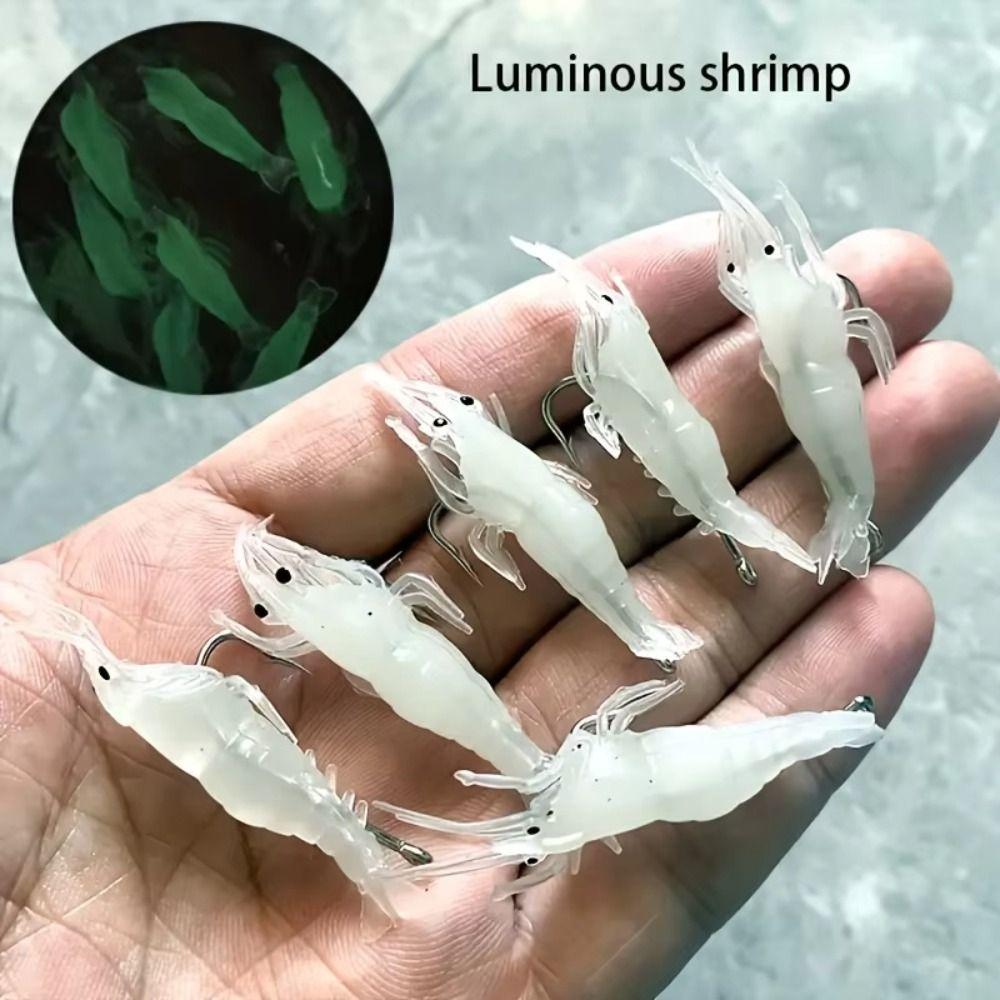15pcs New PVC Shrimp Lures Multicolor Soft Fishing Lure with Sharp Hook Sea Worm