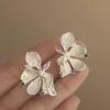 Bow Flower Zircon Stud Earrings Female Sweet High-End Temperament Design Earrings Niche Light Luxury Earrings
