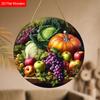Autumn Harvest Wooden Sign with Fruits and Vegetables Pattern Design - Unique Wall Pediments - Ideal for Front Door, Yard, Porch, Room Decor