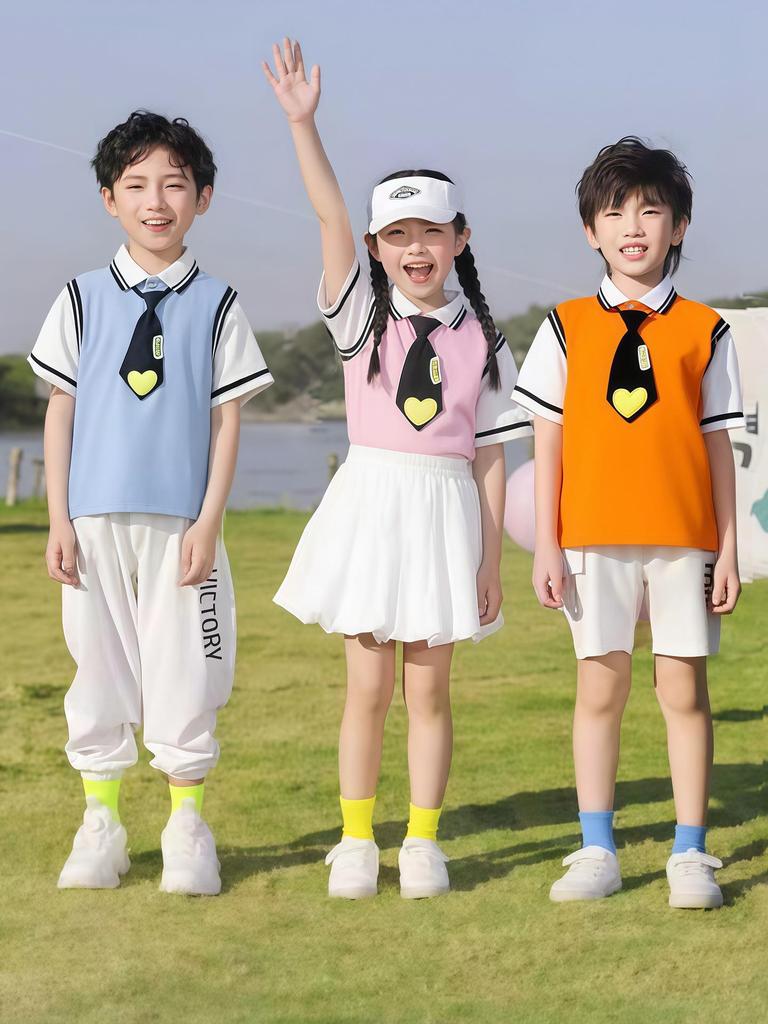 Children's Academy Style Summer Uniform Set - Short Sleeve School Sports Uniform for Kindergarten and Primary School