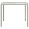 Garden Table 90x90x75 cm Tempered Glass Poly Rattan White