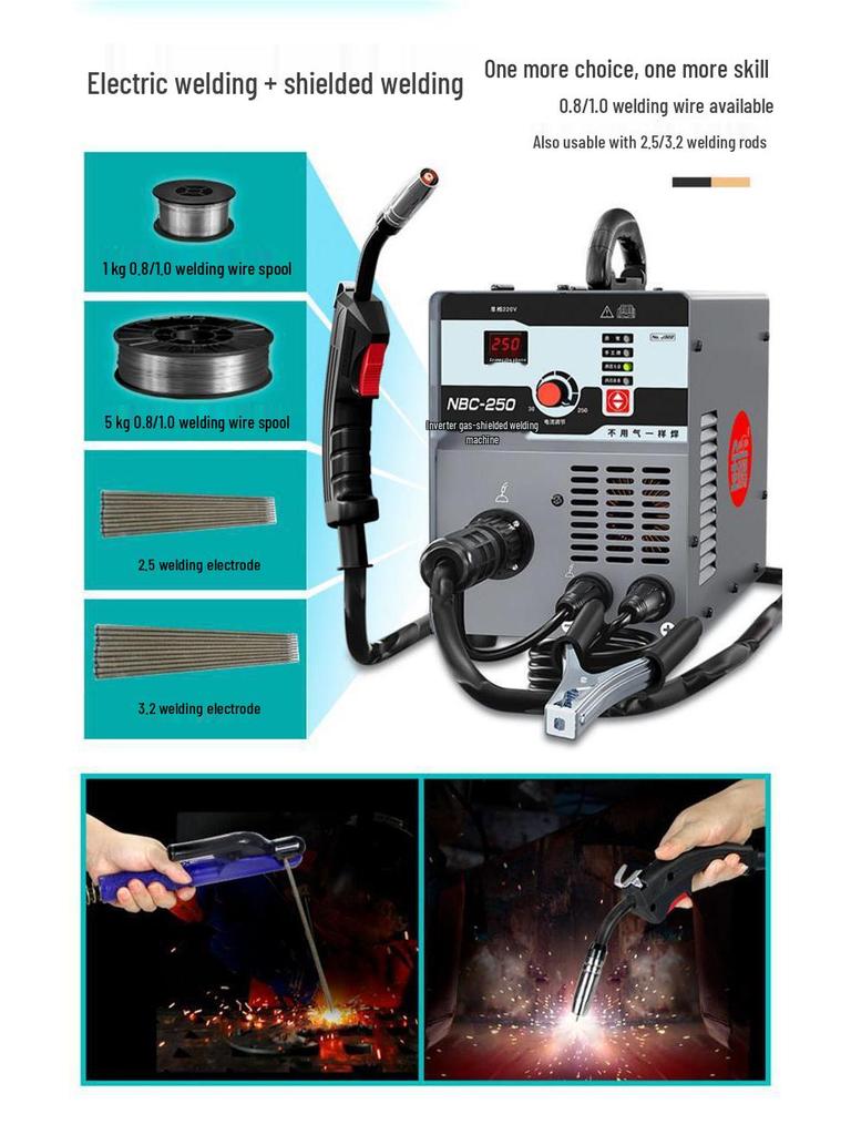 Gold Dual-Use Gasless/Gas MIG Welder for Stainless Steel Plate Spot Welding