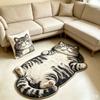 Realistic Cat Faux Cashmere Floor Mat Thickened Bedside Rug Absorbent Bathroom Foot Pad Cute Pet Bedroom Carpet