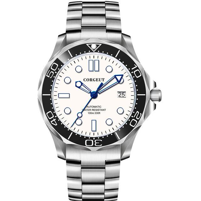CORGEUT 41MM Sapphire Fashion  NH35 Lume  Automatic Mechanical Sport Watch 316 Strap Male Clock Relogio Masculino