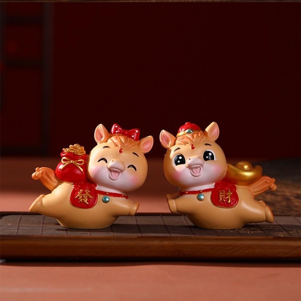Year of The Horse 2026 Horse Year Mascot Cute Horse Statue Car Interior Ornament  New Year Gift
