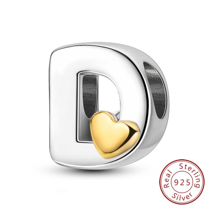 Copper 26 Letters A-Z Alphabet Charm Heart Love Letter Bead Fit Bracelet Diy Charm For Woman Jewelry Making