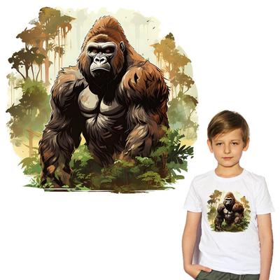 Adesivos de Chimpanzés da Floresta Em Tecido Adesivos para Roupas DIY Transferência de Calor Casaco Bolsa Parches Ropa Adesivos para Passar a Ferro Decalques