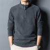 Autumn Winter Warm Polo Shirts Men's Lamb Wool Sweatshirt Standing Neck Half Zip Long Sleeve Fashion Versatile Men Tees Tops
