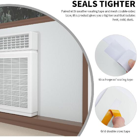 Fensterklimagerät, Seitenisolierplatte aus Schaumstoff SBR001WHITE, Sommer/Winter Wärme- und Zugluftisolierend,Zweiteilige Platten Fensterdichtung SBR (WEISS)