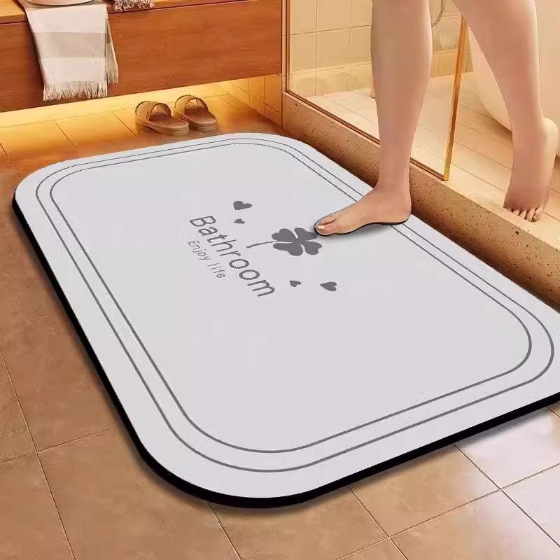 Simple Soft Diatom Mud Mat Bathroom Strong Absorbent Household Bathroom Door Mat Quick Drying Can Be Cut Foot Mat