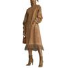 New Vintage Suede Fringed Long Sleeve Dress, European American Style High Neck Loose Midi Dress With Pockets For Women