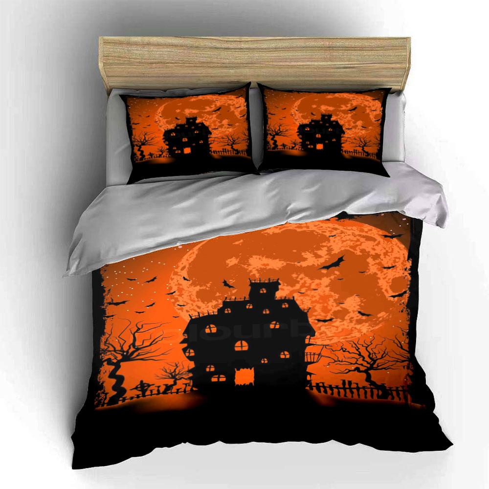 Haunted House, Bats, Moon. Bedding Sets Duvet Cover Sets Duvet Covers Pillowcases(1*Duvet Cover 2*Pillowcases Without Duvet Insert)
