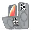 KEYSION Lens Stand Magnetic Phone Case for MagSafe for iPhone 13 14 15 Pro Max 15 Plus Matte Translucent Shockproof Back Cover