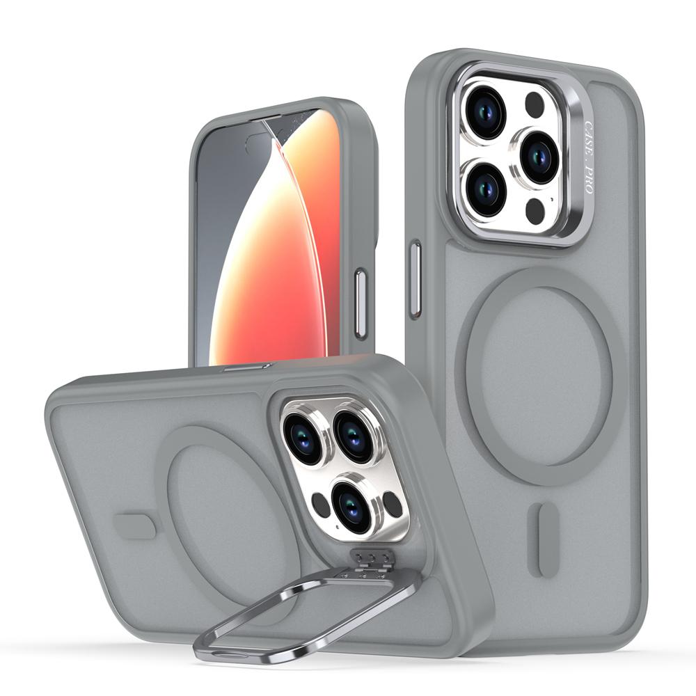 KEYSION Lens Stand Magnetic Phone Case for MagSafe for iPhone 13 14 15 Pro Max 15 Plus Matte Translucent Shockproof Back Cover
