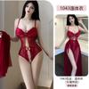 Original Erotic Underwear Pure Desire Lace Seductive One-piece Suit Gauze Skirt Set Women See-through Uniform Pajamas 1043