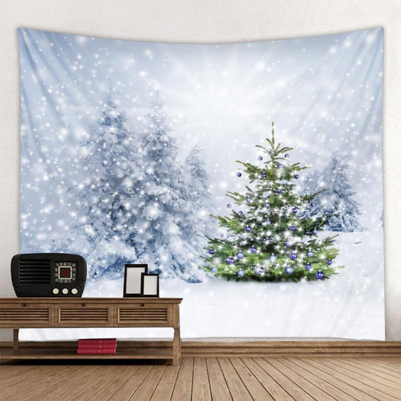 Merry Christmas Christmas Tree Decoration Fireplace Print Pattern Tapestry Home Living Room Bedroom Decoration Hanging Tapestry