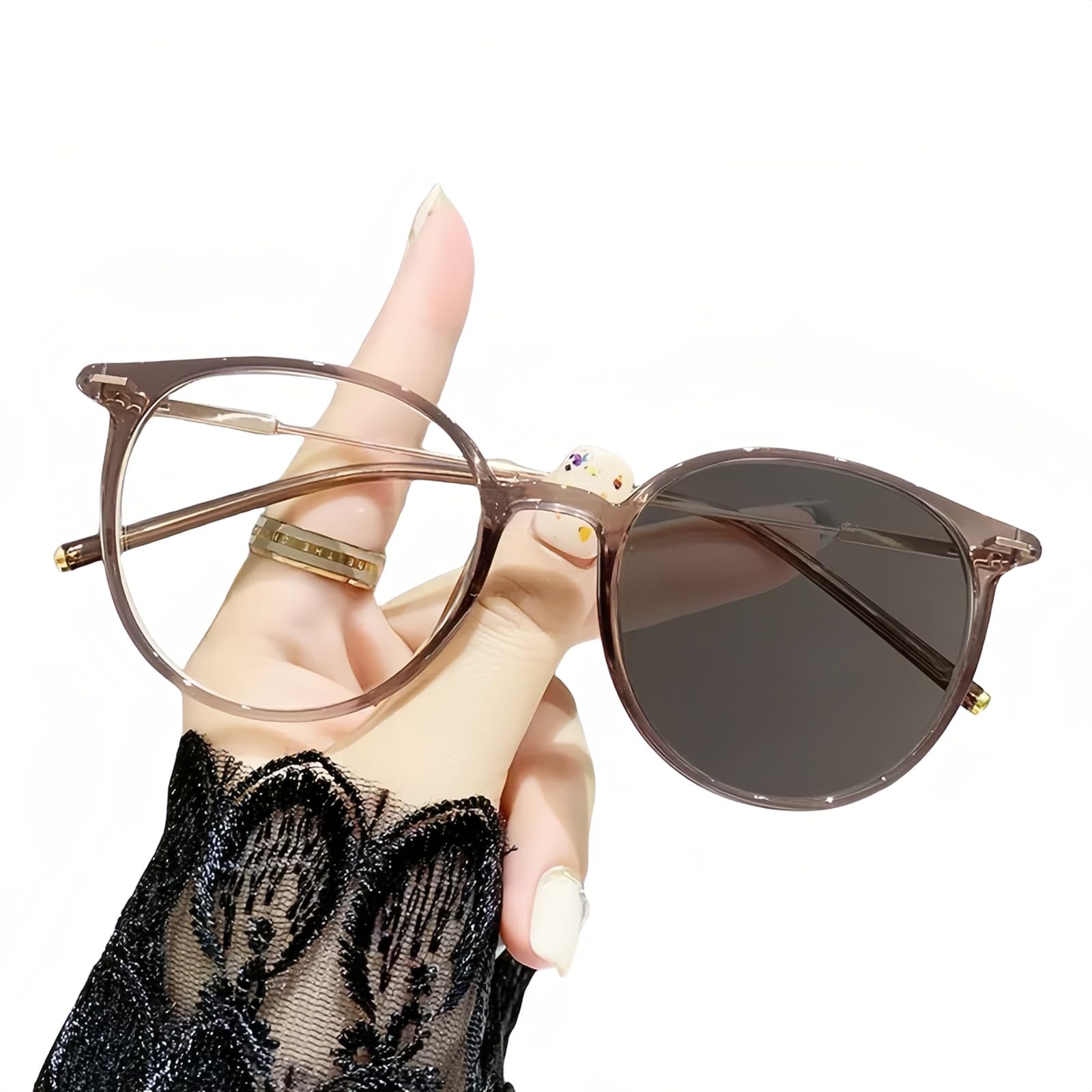 

FEISEDY Fashion Glasses with Blue Light Photochromic UV Stylish Computer Glasses for Men and B1239 Blocking, Lenses, Non-Prescription, Color-Changing,