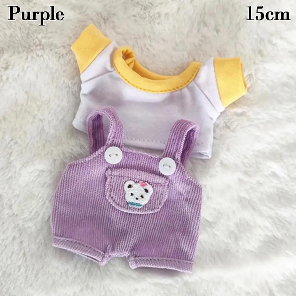 15Cm/20Cm For Doll Clothes Fashion T-Shirt Pants Doll Overalls Suit Casual Wears Jeans Overalls For 1/12 Dolls Accessories