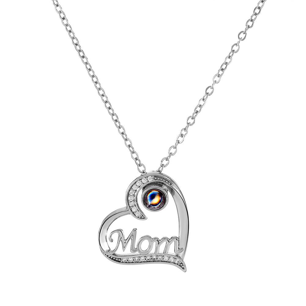 Multi-Tone Mom & Child Pendant Necklace Set, Heart & Family Silhouette Necklaces for Mother's Day