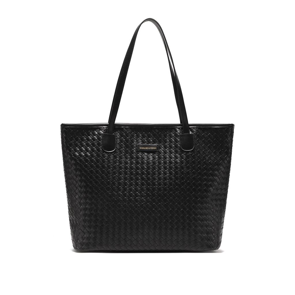 Textured and Trendy Checkered Tote Bag, Women's Fashionable Casual Handbag, Large-capacity Woven Single-shoulder Bag